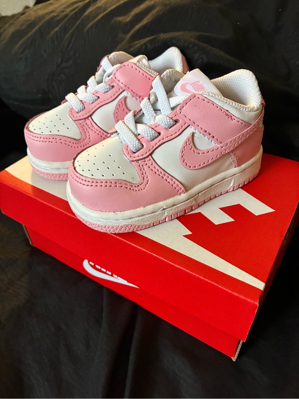 Nike Kids Pink and White Low-Top Sneakers